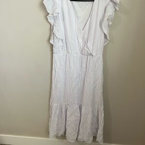 Magnolia White Ruffle Midi Dress